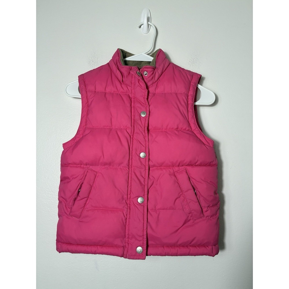 Mini Boden Puffer Vest Girls 5/6 Years Full Zip Pink Fleece Lined